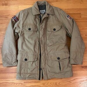 Napapijri Men's Khaki Military Jacket, size men’s Large